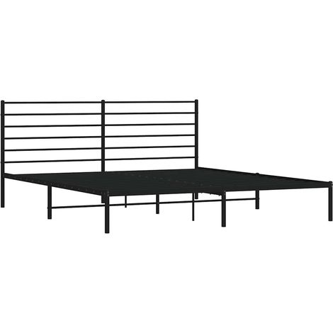 vidaXL Cadre de lit métal sans matelas avec tête de lit noir 200x200cm (1/5)