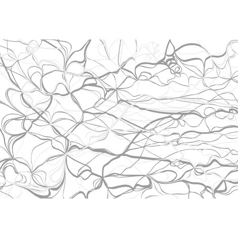 Papier peint panoramique abstrait | Tapisserie panoramique design à motifs rubans | Papier peint panoramique noir et blanc idéal chambre - 267 x 400 cm (4 pièces) (1/2)