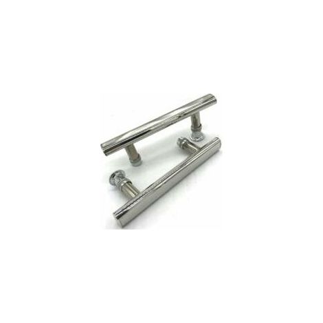 2x Poignée de porte de douche Chromé entraxe 145 mm - Crezuo (1/3)