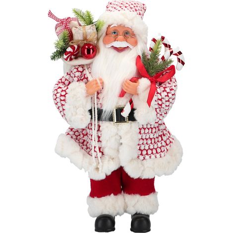 Babbo Natale decorativo color rosso e bianco con regali decorazione natalizia h 40 cm (1/2)
