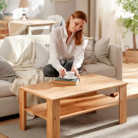 Tavolino Da Caffè Con Ripiano Inferiore E Vano A Giorno Tavolo Basso Stile Nordico Design Minimal Per Soggiorno Salotto Zona Living Struttura Resistente 47 x 110 x 65 Cm Colore Grigio Cemento - Colore (1/5)