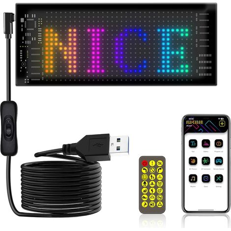 Multicolour Smart Vehicle Sticker Flexible LED Display Remote Control for Car Advertising Flexible Screen Water Resistant IP65 (16  32(70  173MM)) (1/5)