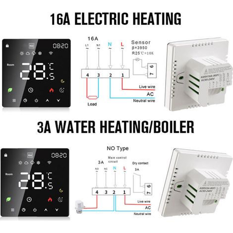 Termostato inteligente para calentadores de agua eléctricos – Pantalla LCD + programación semanal – Modelo universal