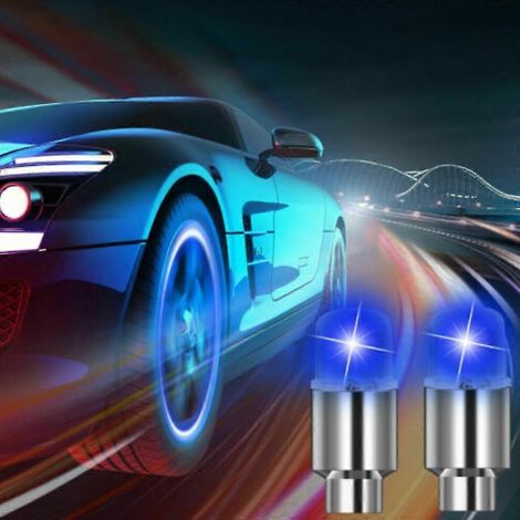 (Azul - 8 unidades) Luz LED decorativa para la tapa de la válvula de los neumáticos de coche, bicicleta o coche eléctrico (1/2)