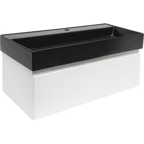 Swiss Aqua Technologies Badezimmermöbel mit Waschbecken SAT Evolution 98x30x44,8 cm weiss matt (SATEVO100WMU2B)