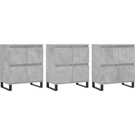 Aparador buffet cómoda armario mueble organizador cocina salón salón 3 piezas madera contrachapada gris 020037140