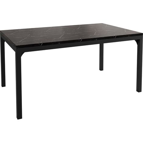 Mesa de centro Oswego 138, Mármol negro + Negro, 50x60x100cm, Diámetro: 0, Aglomerado laminado, Angular