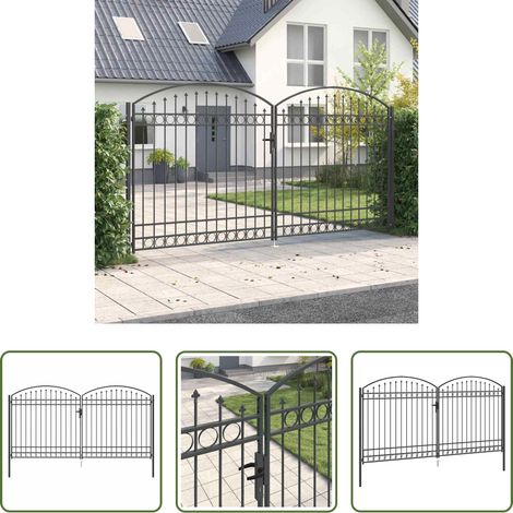 vidaXL Stahl - Zauntor mit Schloss Grau 301 x 224,5 cm Stahl (1/5)