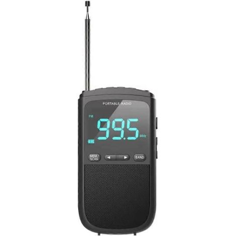 Radio numérique portable AM/FM, alerte météo, fonction alarme, prise casque 3,5 mm, batterie 800 mAh (1/5)