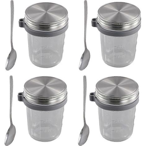 Mason-Gläser für Overnight Oats, 4er-Pack, 350 ml Overnight-Oats-Glas