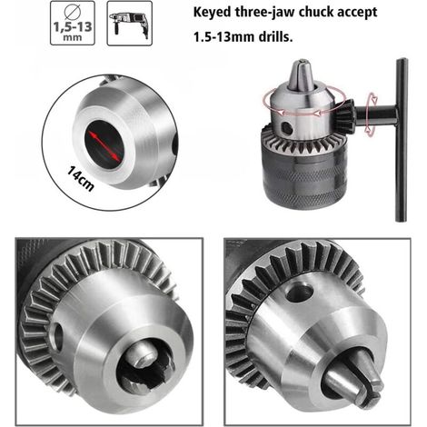 1.5-13mm Mandrin Perceuse 1/2-20 UNF avec Adaptateur SDS plus et clé de Serrage Mandrin de Perceuse Changement Rapide Mandrin Avec Clé Pour Percer Perceuse Électrique Conversion (1/3)