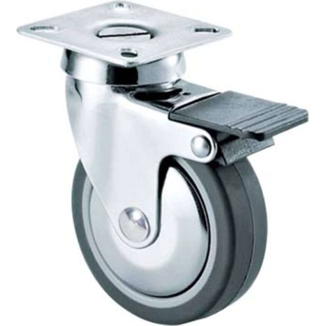 RUOTA A FORCELLA GIREVOLE + FERMO 220CBIS AVO - A/ZINCR/GOMMA GRIGIA D.MM 40X18 P.MM 40X40 - 4 pezzi