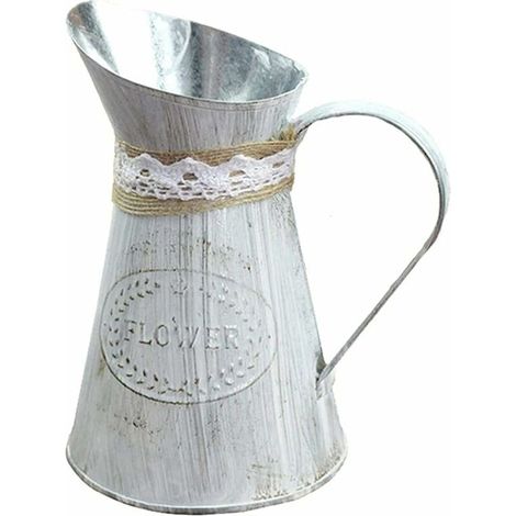 Fleur Cruche Ferme Shabby Chic Vase Décoratif Style Campagnard Vintage Fleur Vase Lait Cruche Shabby Chic Rustique Ferme Cruche Pichet Fleurs Vase Vintage Metal Vase à Fleurs Vintage Style Shabby (1/5)