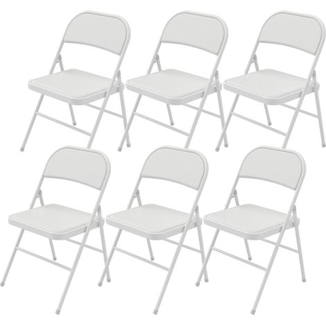 Set mit 6 tragbaren Klappstühlen, Stahlrahmen 45 x 46 x 78 cm, weiß