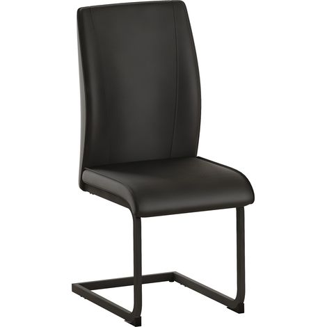 Set da 2 sedie da pranzo in PU nero con gambe in metallo, schienale ergonomico (1/5)