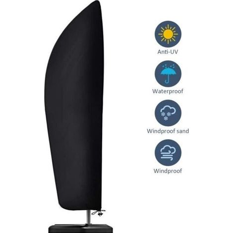 Premium Oxford 210D Offset Umbrella Cover, Waterproof, Windproof, UV-Resistant (265 x 40/70/50 cm) - Black (1/4)