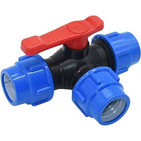 Vanne À Bille D'arrêt,25mm Robinet À Tournant Sphérique À Trois Voies À Connexion Rapide PVC PE Tuyau À Interrupteur Rapide Connecteur en T (Size : 25mm) (1/3)