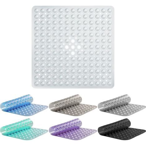 Duschmatte, rutschfest, PVC, mit Abflusslöchern und Saugnäpfen, fürs Badezimmer (1/5)