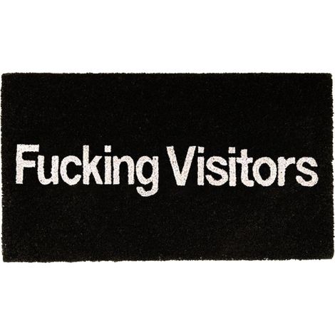 Zerbino in Fibra di Cocco "Fucking Visitors" 70x40cm Nero Fisura (1/3)
