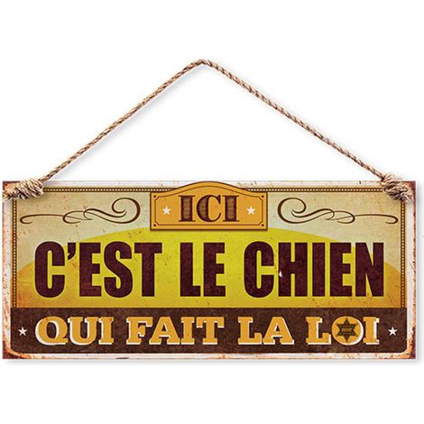 Plaque métallique Chien qui fait la Loi 30 cm (1/5)