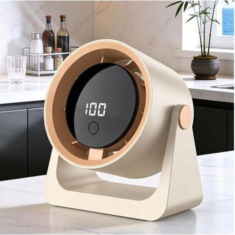 Mini-Ventilator mit 100 Geschwindigkeitsstufen – Präzise Luftstromregulierung – Digitales LED-Display – Leiser Betrieb – Vielseitige Klemme (Schreibtisch, Bett, Regal) – USB-aufladbar – Für Arbeit, St (1/5)