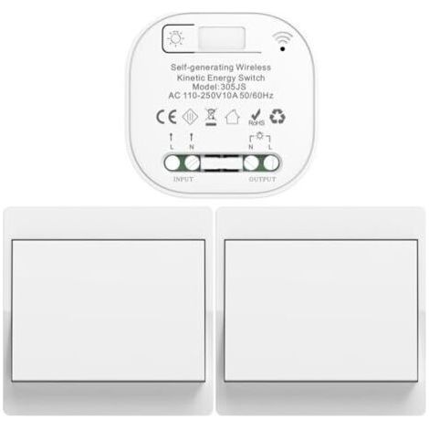 EU interrupteur sans fil sans piles kit interrupteur sans fil autoalimente va et vient sans fil sans pile radio interrupteur a distance eclairage domestique wireless switch (EU 1Gang 2V1 a) (1/5)