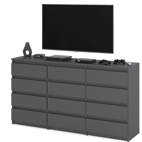 Commode enfant 12 tiroirs 180cm – Hauteur 92cm – Panneau MFC 16mm – Glissières POM pour durabilité
