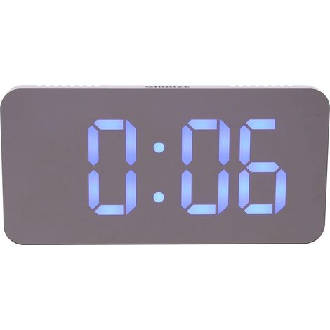 Réveil Numérique Multifonction LED Miroir Horloge Digitale, Alarme Intégrée, Éclairage Automatique, Écran Miroir Haute Définition, Design Blanc, pour Maison, Couleur Aléatoire (1/5)