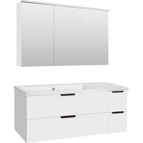Ensemble meubles de salle de bain LOSSA avec Armoire à glace LED blanc brillant et meuble sous-vasque largeur 1210 mm (1/5)