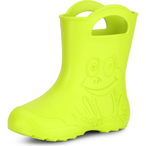Ladeheid EVA federleichte Kinder Gummistiefel für Jungen und Mädchen Regenschuhe Bequeme und wasserdichte Regenstiefel Kinder LA-CA-01 (Limone, 24/25
