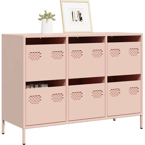 vidaXL Credenza Rosa 101,5x39x73,5 cm in Acciaio Laminato a Freddo