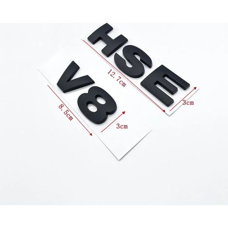(Noir mat V8 HSE, Style 1) - Autocollant logo 3D ABS V8 HSE pour coffre arrière de voiture, compatible avec Land Rover Discovery 3, 4 et Freelander 2. (1/5)