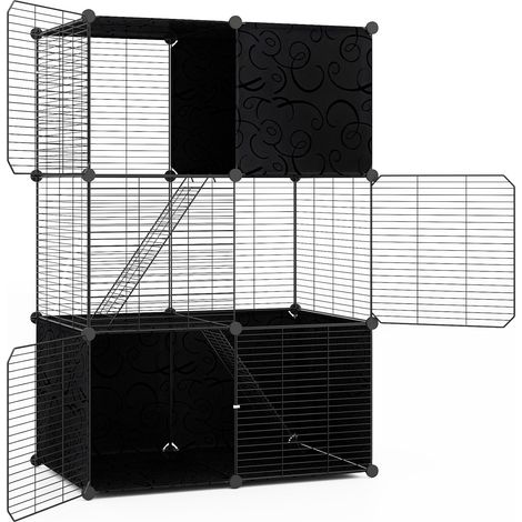 Großer 3-stöckiger Katzenkäfig mit Spielbereich, 74 x 47 x 110 cm