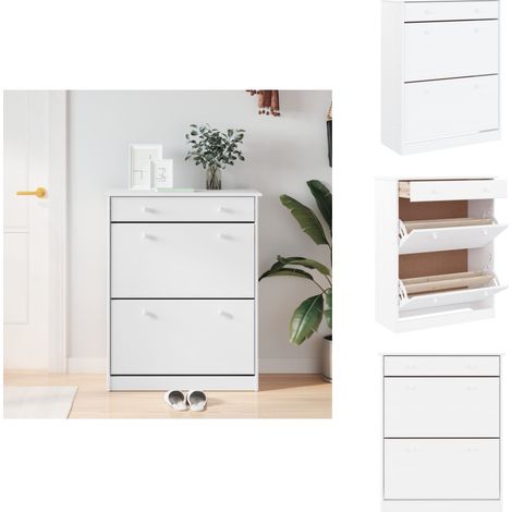 Armoire à chaussures ALTA blanc 77x35x96 cm bois massif de pin - Armoire À Chaussures - Meuble Chaussure - Rangement Chaussures - Rangement Intérieur - Meuble Entrée (1/5)