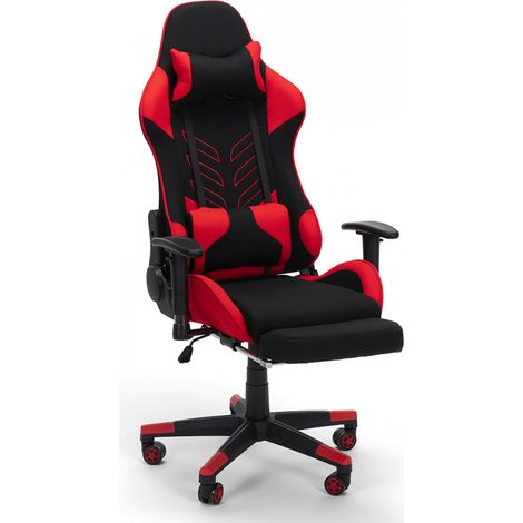 Sedia poltrona gaming ufficio ergonomica cuscini poggiapiedi Misano Fire