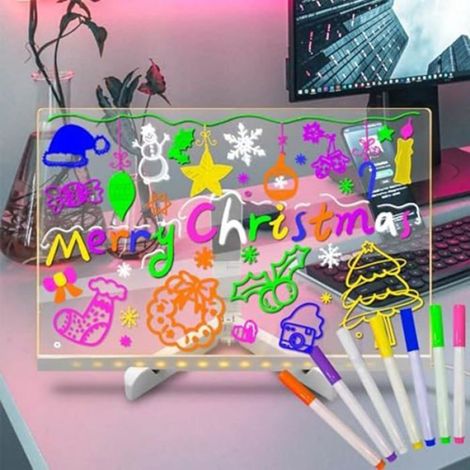 Tableau LED Effaçable - Planche À Dessin En Acrylique Avec Support Réglable - Pour Enfants Et Bureau - 1 Pièce (1/4)