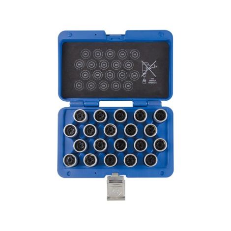 Jeu de douilles antivol VW 20 pièces – Chrome-molybdène – 6 pans de 17 mm – Pour garagistes professionnels – King Tony (1/2)