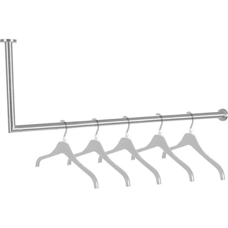Edelstahl Garderobenstange Kleiderstange L-Form Kleiderlüfter Wäschestange Haken (1/4)