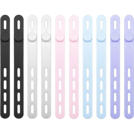 Attaches en Silicone  10 Pièces Sangle Élastique De Rangement Bureau - Sangles pour Câbles de Charge - Pour Intérieur Extérieur Maison Bureau Voiture Voyage Casque Chargeur (1/5)