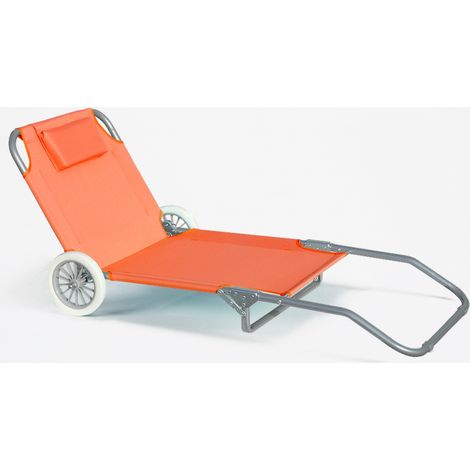 Transat bain de soleil pliant avec roues – Structure en acier résistant aux intempéries – Housse Oxford 600D imperméable – 8 positions de dossier – Beach And Garden Design