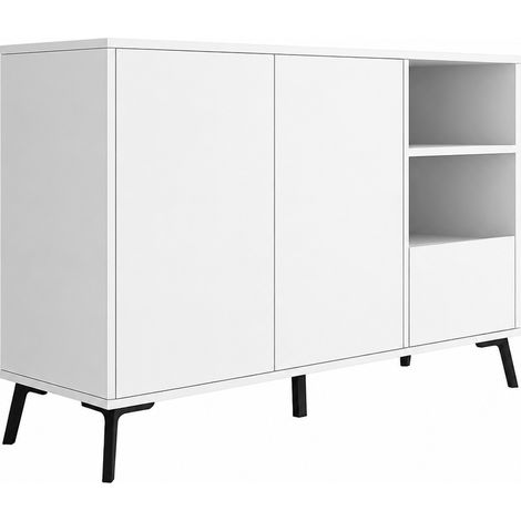 Aparador Iris 2 Puertas y Cajón Balda Ajustable Acabado en Blanco 110x35x73,5cm (1/5)