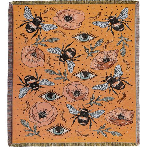 1 Pièce 160x130cm Couverture Plaid Les abeilles Tricotée Décorée avec des Franges Bohême Simple Doux Confortable Protéger Contre Le Froid pour Canapé Sofa Chaise à Repos et Sieste