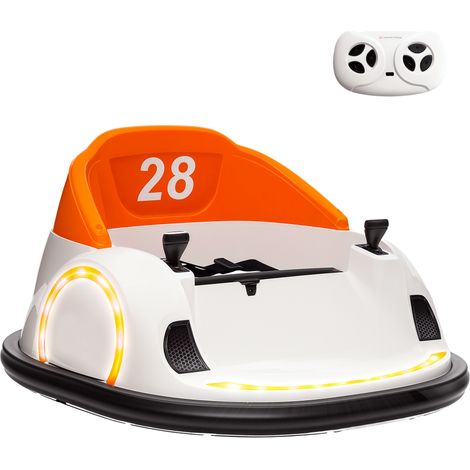 AIYAPLAY 360° Rotation 12V Kids Bumper Car w/ Remote Control, Orange (1/5)