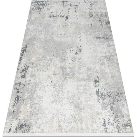 Modern carpet DUKE 51378 cream / grey - Concrete, stone structured, very soft, fringes grey 200x290 cm