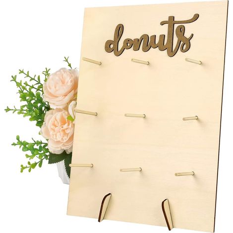 Présentoir à beignets en bois, support pour 9 beignets, idéal pour la maison, les mariages, les livraisons et les anniversaires. (1/5)