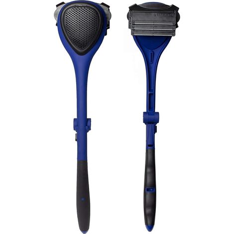 Rasoir de Dos et Corps pour Homme - 3 Lames, Rasage Humide Ou Sec + Lames Rasoir Supplémentaires, Pinceau de Nettoyage - Poignée Ergonomique - Épilation Dos