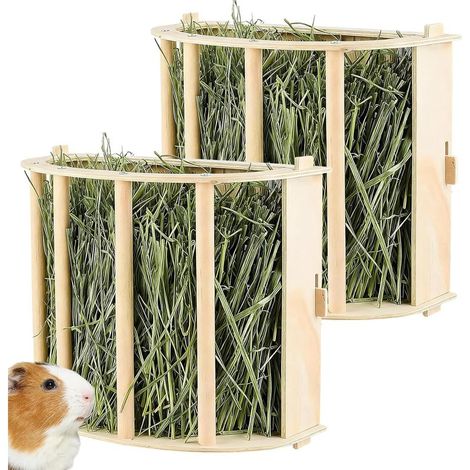 Lot de 2 rateliers à foin pour lapins, cochons d'Inde, mangeoires pour lapins, cochons d'Inde, lapins, hamsters, chinchilla (1/5)