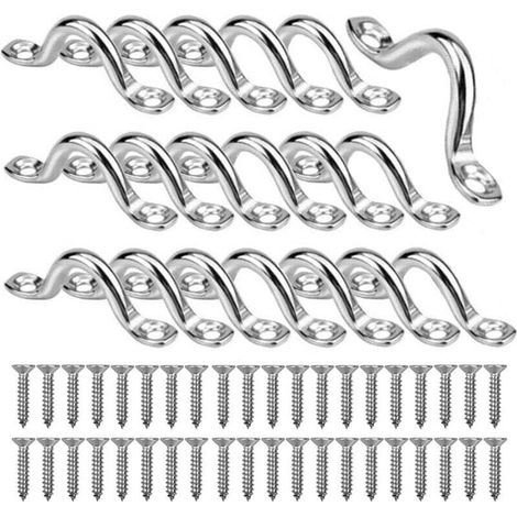20 Pieces Kayak Deck Buckles, 4mm Eyelet Plate, Marine Grade Stainless Steel, Bump Shape, Fixed Buckle with 40 Screws for Kayak Canoe Rigging (1/5)