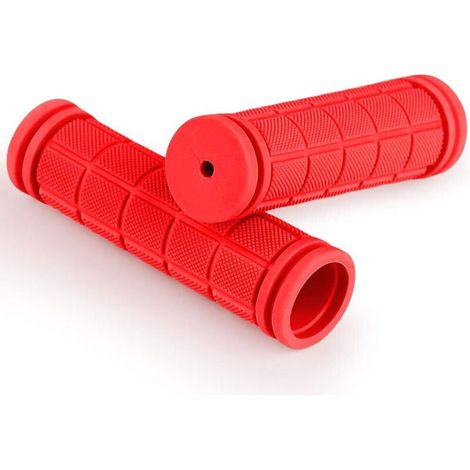 1 paire de poignées de vélo ergonomiques en caoutchouc souple antidérapant, diamètre 22 mm, rouge