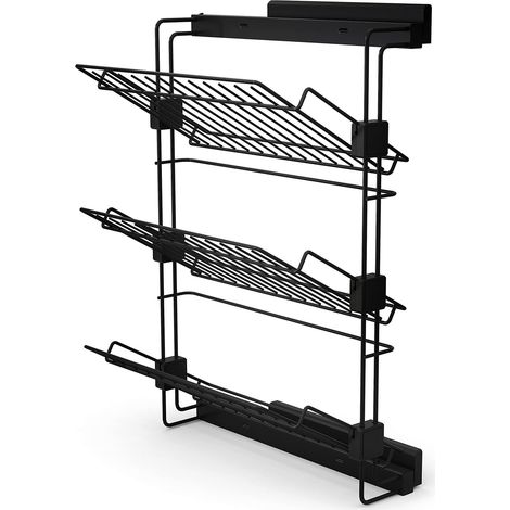Porte-Chaussures latéral Coulissant pour placards et Dressing, Droite, Peint en Noir texturé, Acier (1/5)